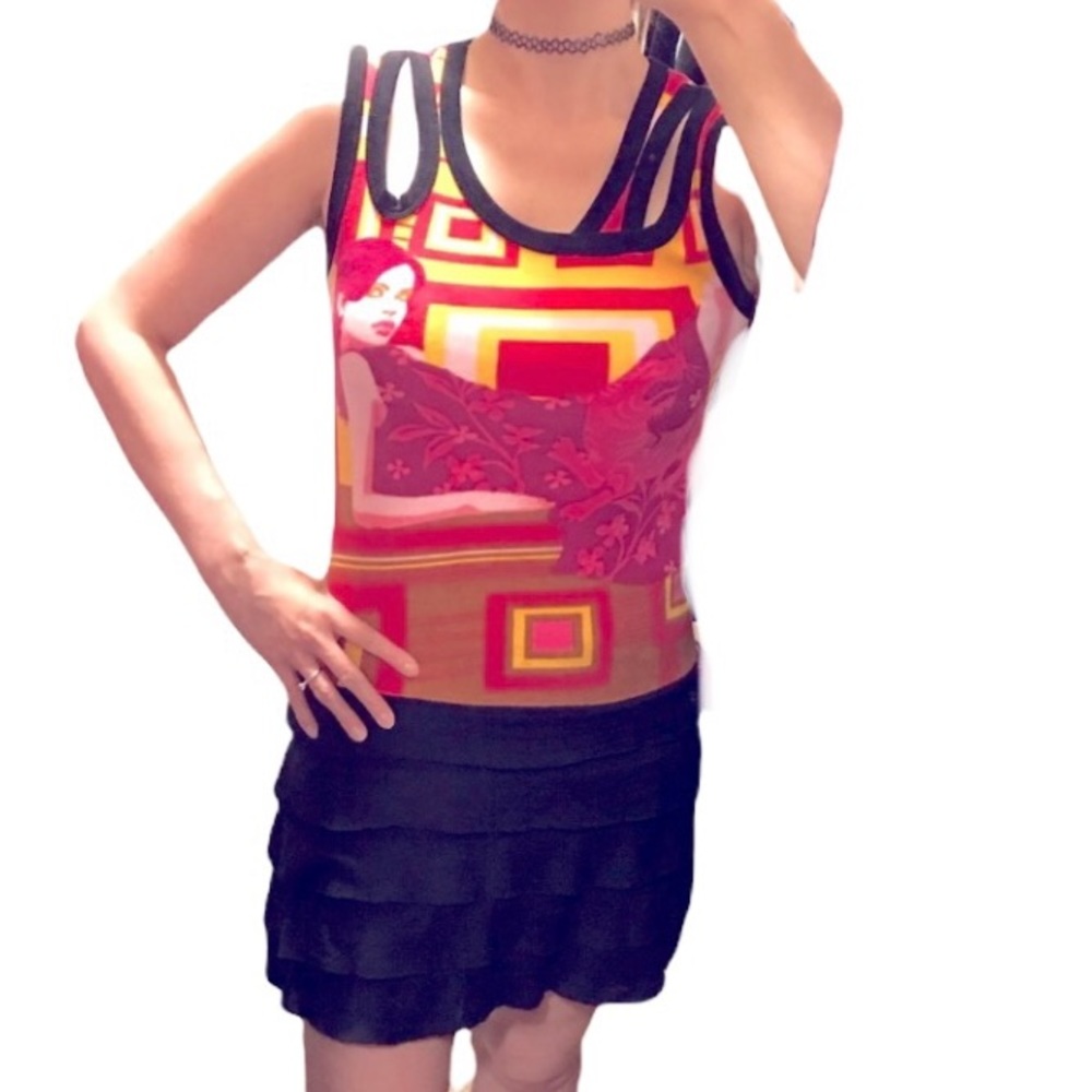 PROFILE Pin-up cut outs tiered sweater dress pink black S